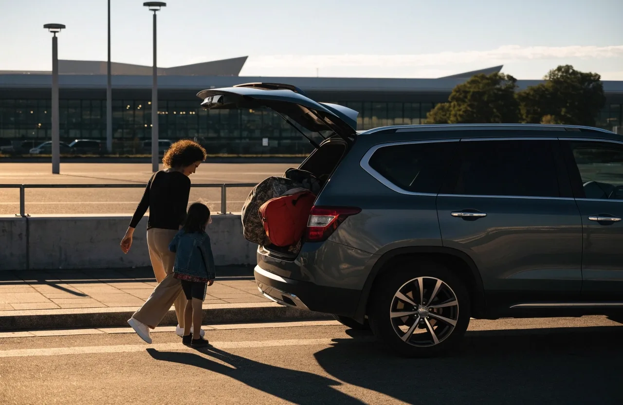 Car waiting at the Melbourne Airport terminal car park boom gate