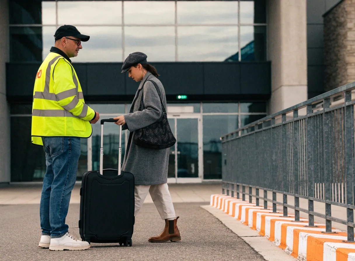 Airport shuttle waiting at the kerb for car park transfers