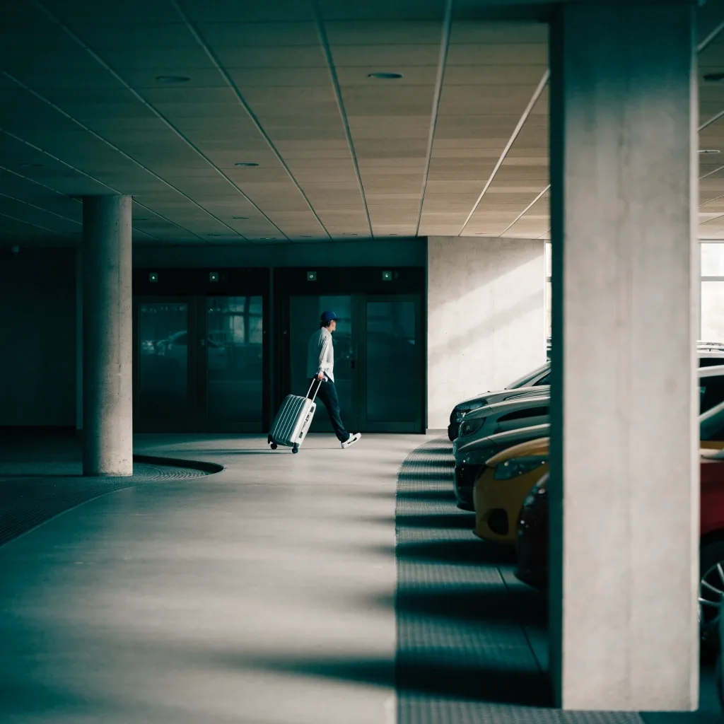 Inside the terminal car park deck near the lifts