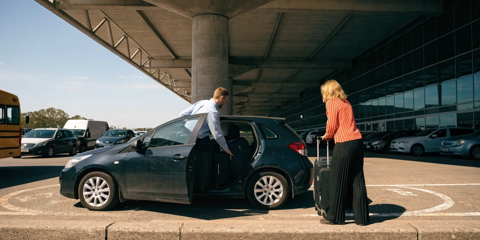 Pickup lane at the Melbourne Airport terminal forecourt