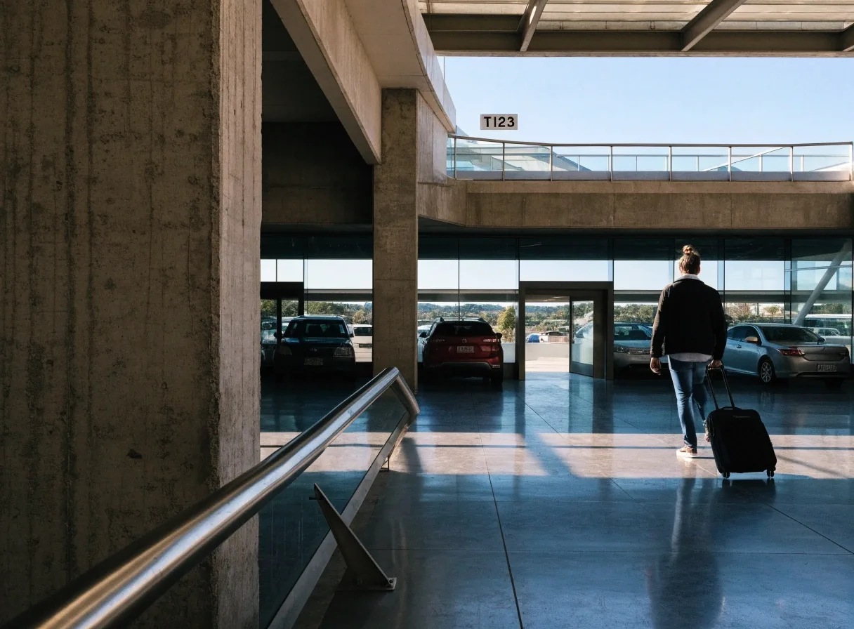 Covered link between the parking deck and the terminal doors