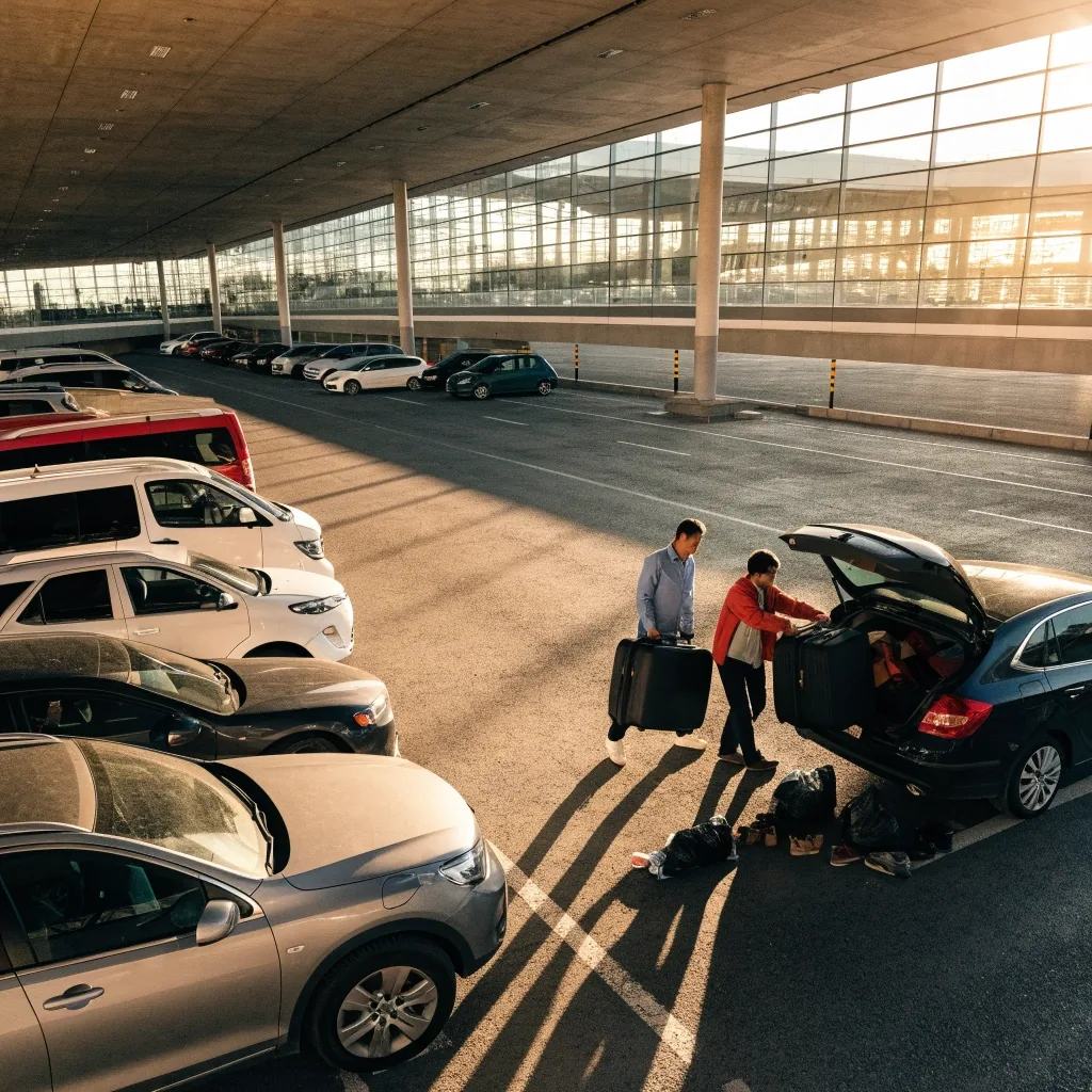 Short outdoor walk from the T4 car park to Terminal 4