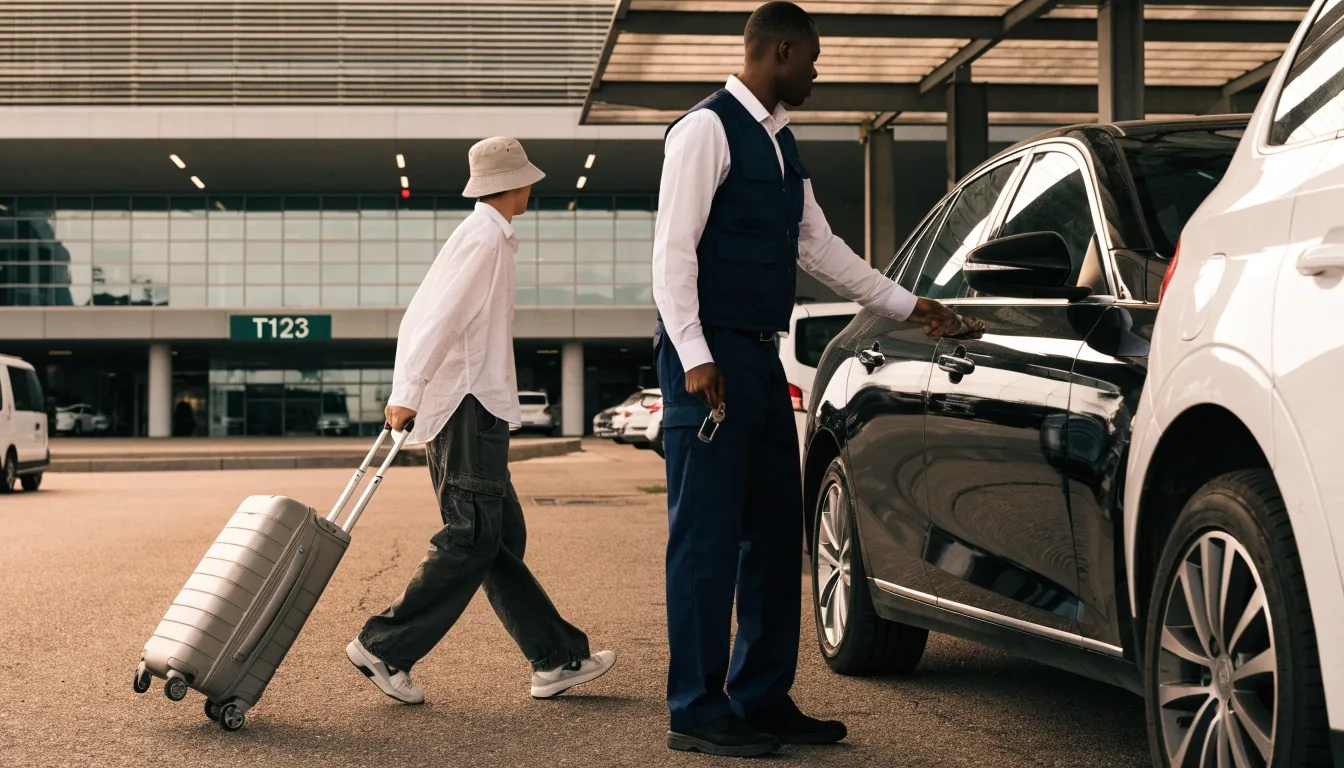 Valet handover at the T123 terminal car park entry